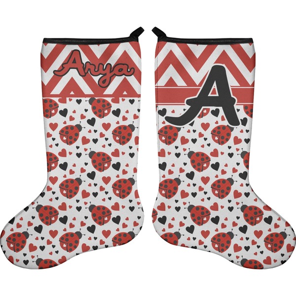 Ladybugs & Chevron Stocking - Double-Sided - Approval