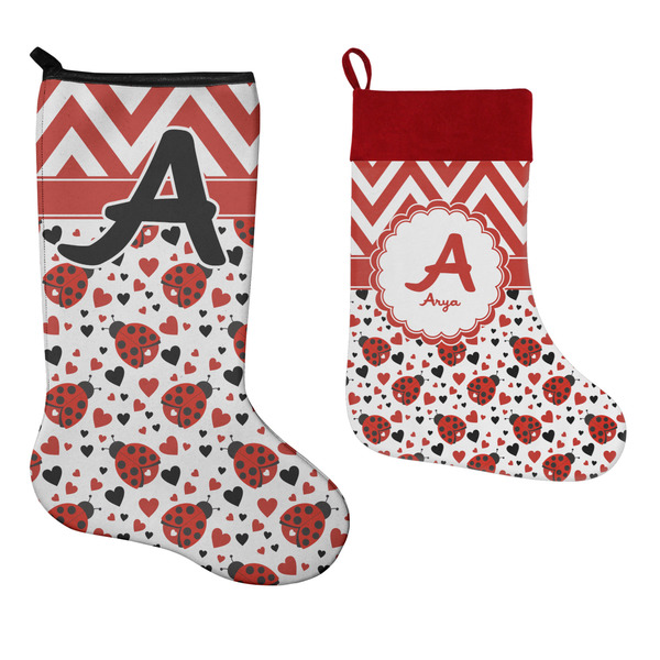 Ladybugs & Chevron Stockings - Side by Side compare