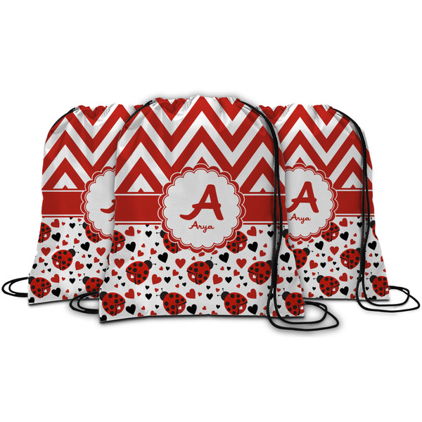 Ladybugs & Chevron String Backpack - MAIN