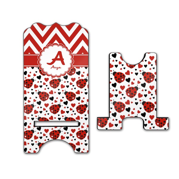 Ladybugs & Chevron Stylized Phone Stand - Front & Back - Large