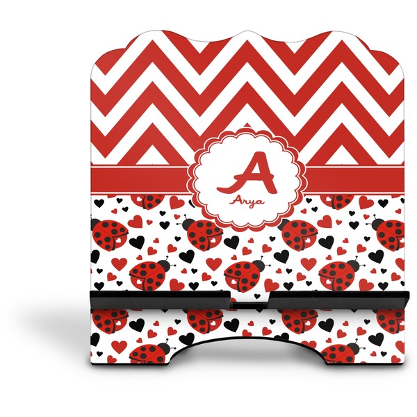 Ladybugs & Chevron Stylized Tablet Stand - Front without iPad