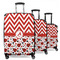 Ladybugs & Chevron 3 Piece Luggage Set - 20" Carry On, 24" Medium Checked, 28" Large Checked (Personalized)