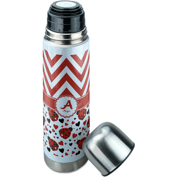 Ladybugs & Chevron Thermos - Lid Off