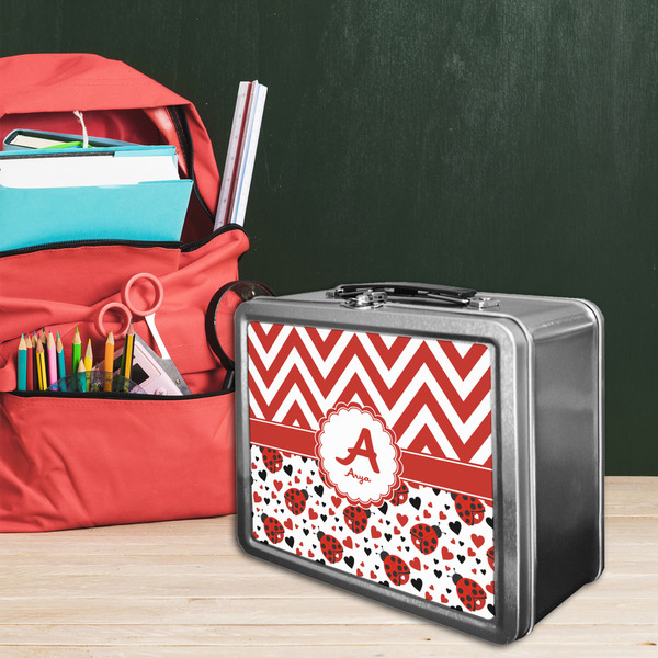 Ladybugs & Chevron Tin Lunchbox - LIFESTYLE