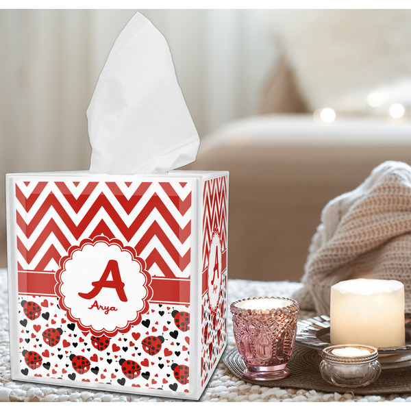 Ladybugs & Chevron Tissue Box - LIFESTYLE
