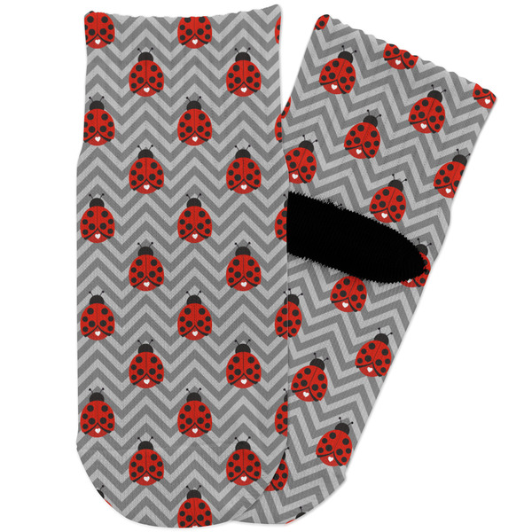 Custom Ladybugs & Chevron Toddler Ankle Socks