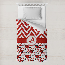 Ladybugs & Chevron Toddler Duvet Cover w/ Name and Initial