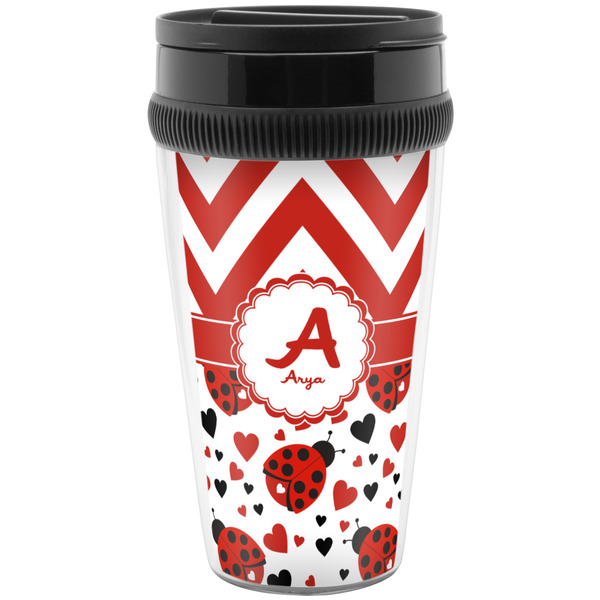 Ladybugs & Chevron Travel Mug (Personalized)