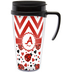 Ladybugs & Chevron Acrylic Travel Mug with Handle (Personalized)