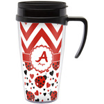 Ladybugs & Chevron Acrylic Travel Mug with Handle (Personalized)