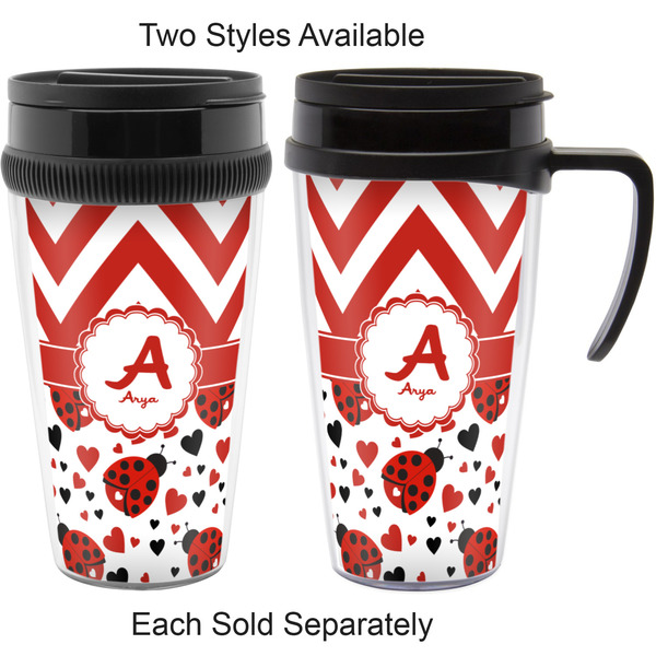 Ladybugs & Chevron Travel Mugs - with & without Handle