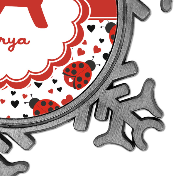 Ladybugs & Chevron Vintage Snowflake - Detail