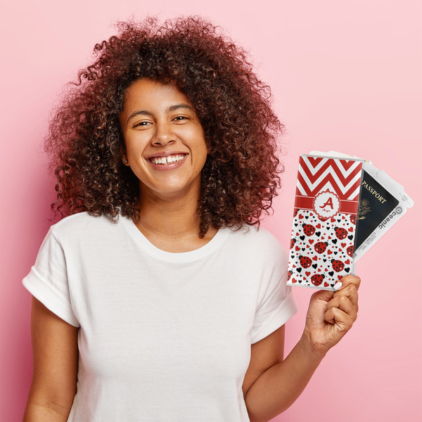 Ladybugs & Chevron Vinyl Document Holder - LIFESTYLE