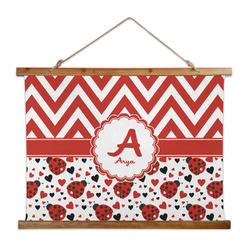 Ladybugs & Chevron Wall Hanging Tapestry - Wide (Personalized)