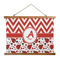 Ladybugs & Chevron Wall Hanging Tapestry - Wide (Personalized)