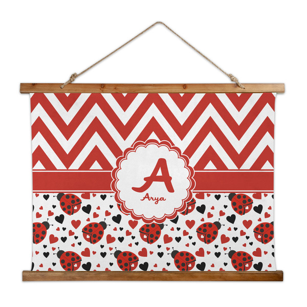 Custom Ladybugs & Chevron Wall Hanging Tapestry - Wide (Personalized)