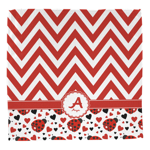 Ladybugs & Chevron Washcloth - Front - No Soap