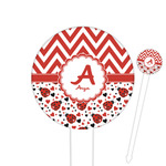 Ladybugs & Chevron Round Plastic Food Picks (Personalized)