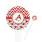 Ladybugs & Chevron 7" Round Plastic Stir Sticks - White - Double Sided (Personalized)