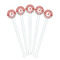 Ladybugs & Chevron White Plastic 7" Stir Stick - Round - Fan View