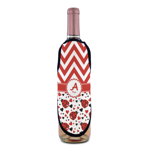 Ladybugs & Chevron Wine Bottle Apron - IN CONTEXT