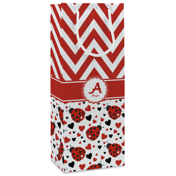 Custom Ladybugs & Chevron Wine Gift Bags (Personalized)