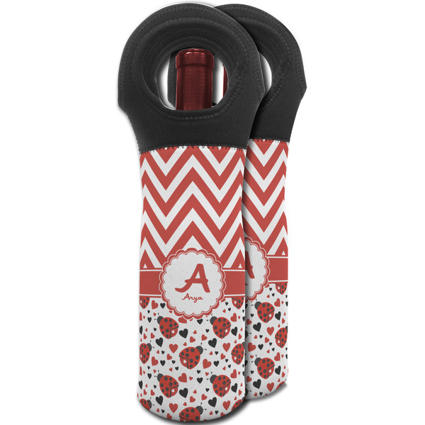 Ladybugs & Chevron Wine Tote Bag - MAIN