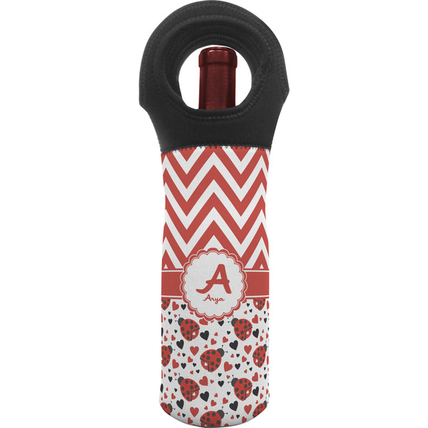Custom Ladybugs & Chevron Wine Tote Bag (Personalized)