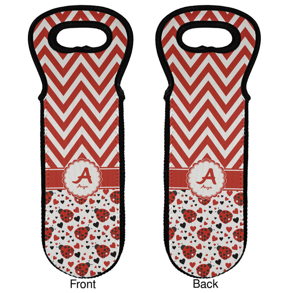 Ladybugs & Chevron Wine Tote Front & Back