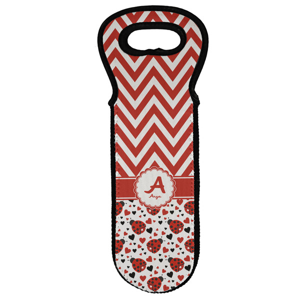 Custom Ladybugs & Chevron Wine Tote Bag (Personalized)