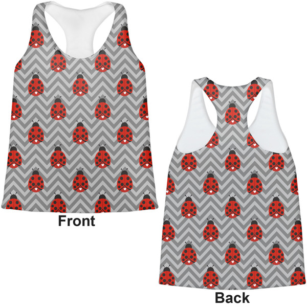 Ladybugs & Chevron Womens Racerback Tank Tops - Medium - Front and Back