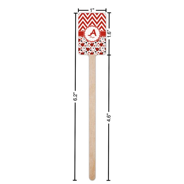 Ladybugs & Chevron Wooden 6.25" Stir Stick - Rectangular - Dimensions
