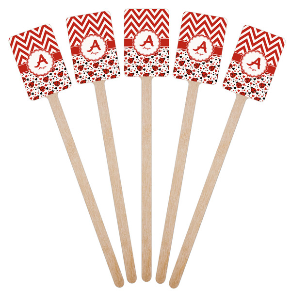 Ladybugs & Chevron Wooden 6.25" Stir Stick - Rectangular - Fan View