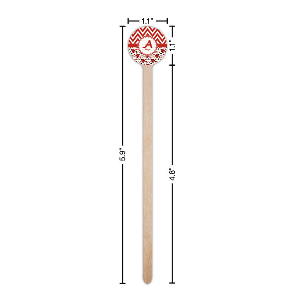 Ladybugs & Chevron Wooden 6" Stir Stick - Round - Dimensions