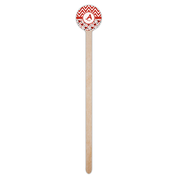 Ladybugs & Chevron Wooden 7.5" Stir Stick - Round - Single Stick
