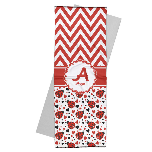 Custom Ladybugs & Chevron Yoga Mat Towel (Personalized)