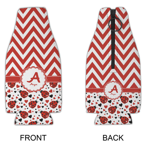 Ladybugs & Chevron Zipper Bottle Cooler - APPROVAL