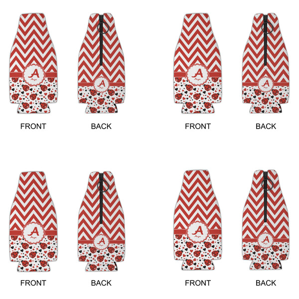 Ladybugs & Chevron Zipper Bottle Cooler - Set of 4 - APPROVAL