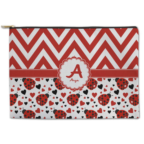 Custom Ladybugs & Chevron Zipper Pouch (Personalized)
