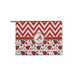 Ladybugs & Chevron Zipper Pouch - Small - 8.5"x6" (Personalized)