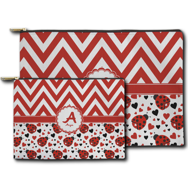 Ladybugs & Chevron Zippered Pouches - Size Comparison