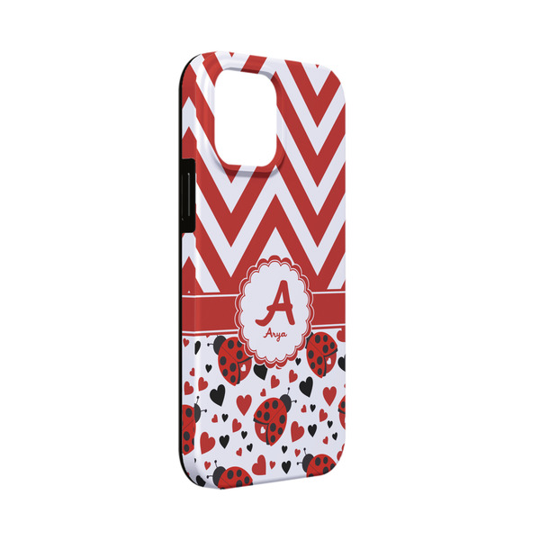 Custom Ladybugs & Chevron iPhone Case - Rubber Lined - iPhone 13 Mini (Personalized)