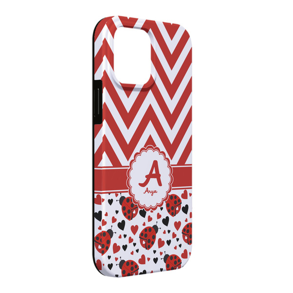 Custom Ladybugs & Chevron iPhone Case - Rubber Lined - iPhone 13 Pro Max (Personalized)