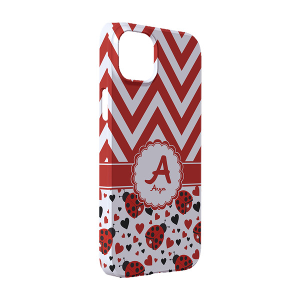 Custom Ladybugs & Chevron iPhone Case - Plastic - iPhone 14 (Personalized)