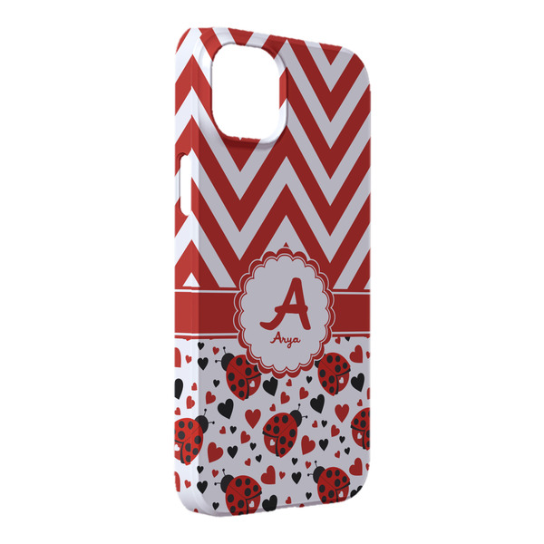 Custom Ladybugs & Chevron iPhone Case - Plastic - iPhone 14 Plus (Personalized)