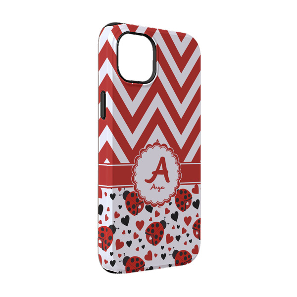 Custom Ladybugs & Chevron iPhone Case - Rubber Lined - iPhone 14 (Personalized)