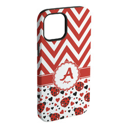 Ladybugs & Chevron iPhone Case - Rubber Lined - iPhone 15 Plus (Personalized)
