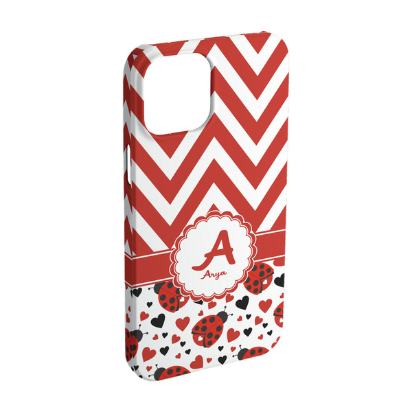 Custom Ladybugs & Chevron iPhone Case - Plastic - iPhone 15 Pro (Personalized)