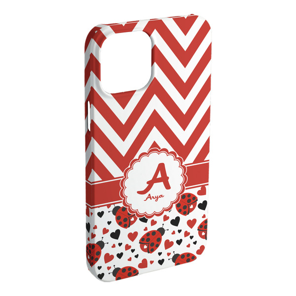 Custom Ladybugs & Chevron iPhone Case - Plastic - iPhone 15 Pro Max (Personalized)