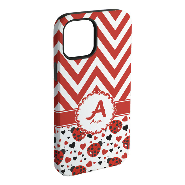 Custom Ladybugs & Chevron iPhone Case - Rubber Lined (Personalized)